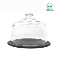 [factory direct] Dia20cm Round shape Slate Plate for glass cover slate cheese board stone plate dinner plate