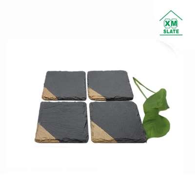 Wholesale exporter the Middle East golden slate coaster stone coasters wholesale slate coaster slate coaster set of 4